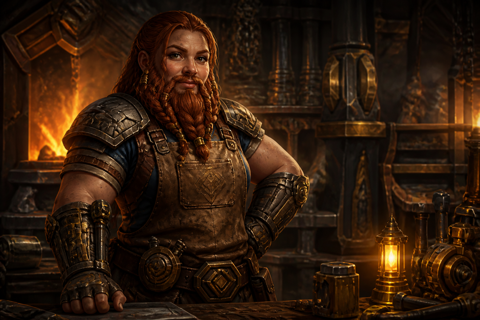 Dwarven engineer at the forge