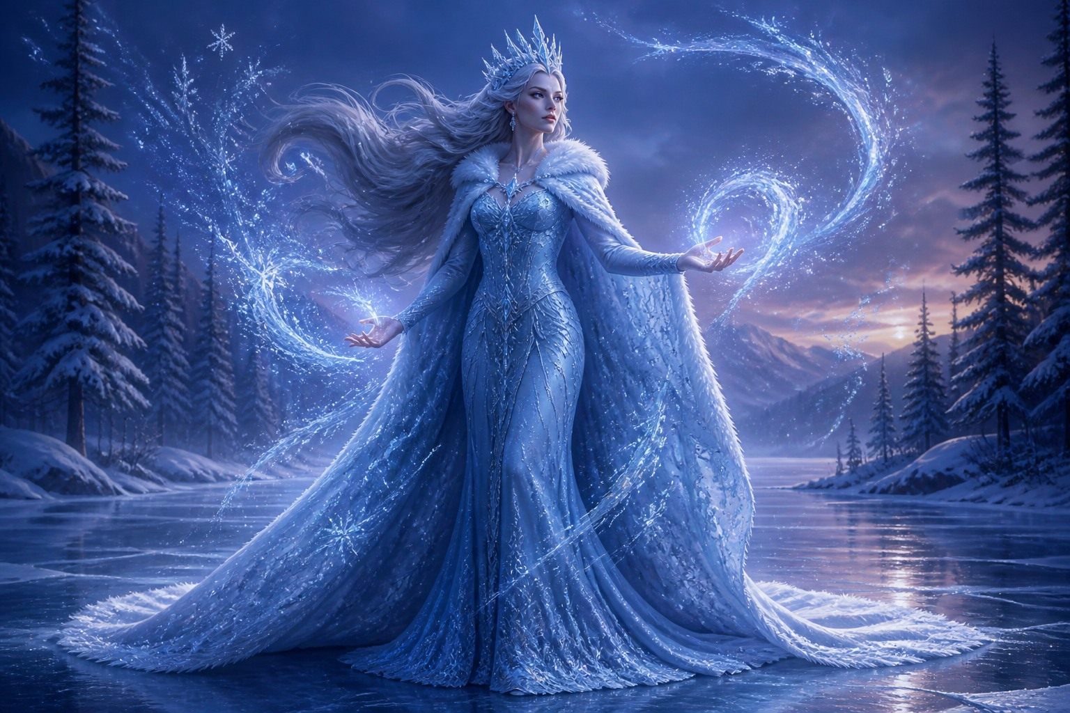 Ice sorceress at twilight