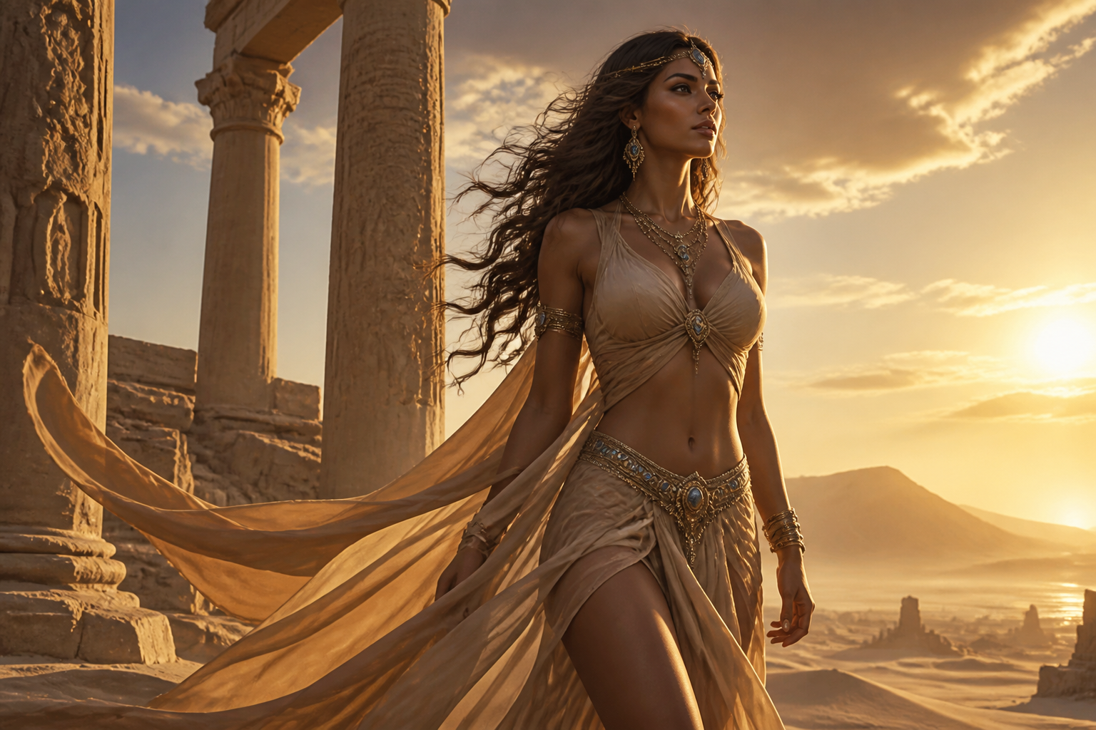 Desert princess in ruins
