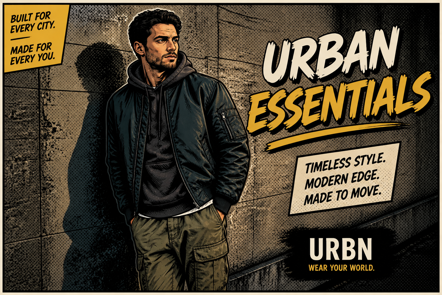 Comic-style streetwear ad (after)