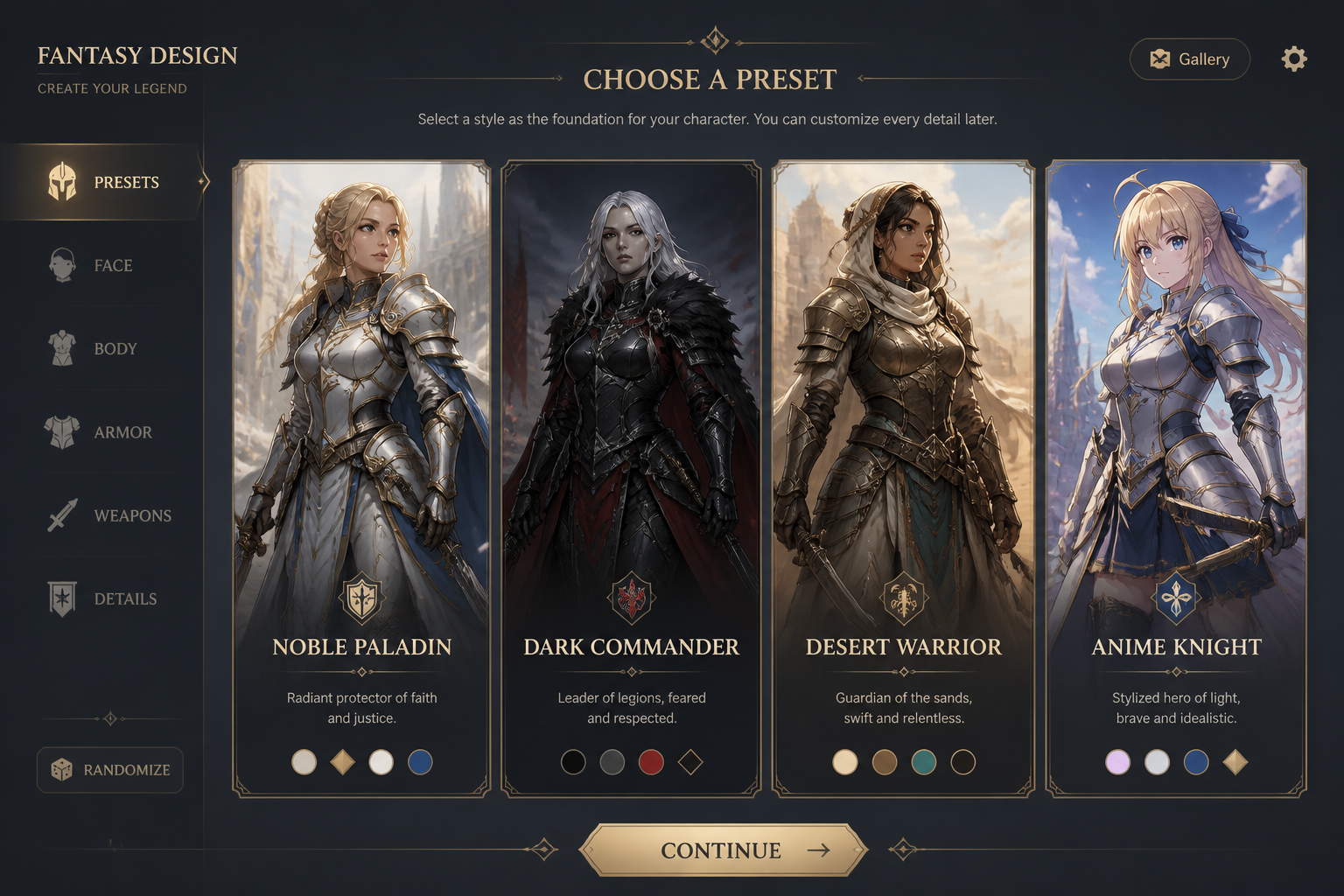 Start with a knight style