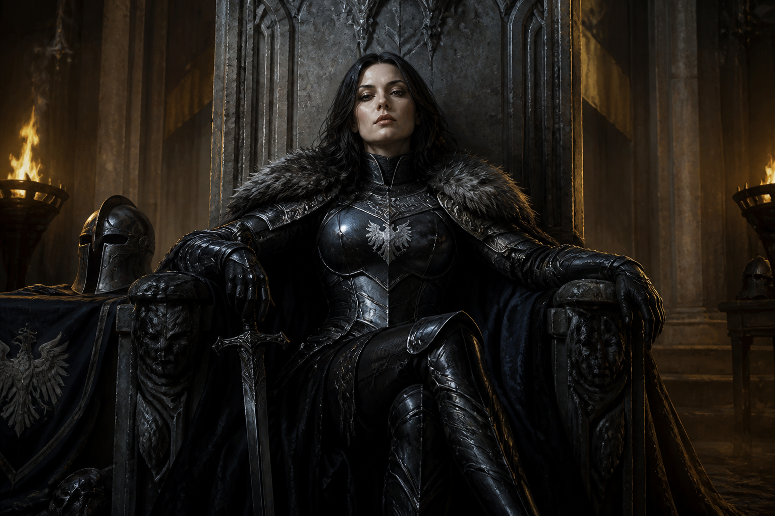 Knight commander on throne