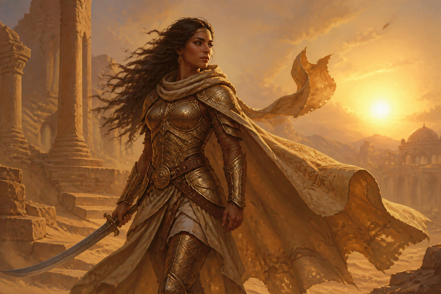 Desert knight among ruins