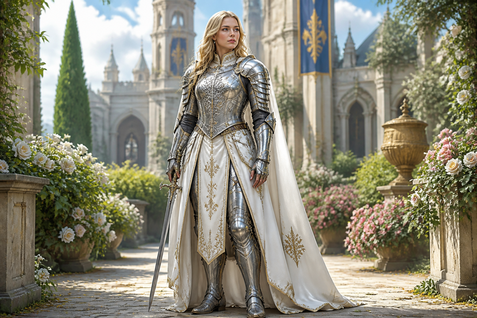 Ceremonial knight in royal garden