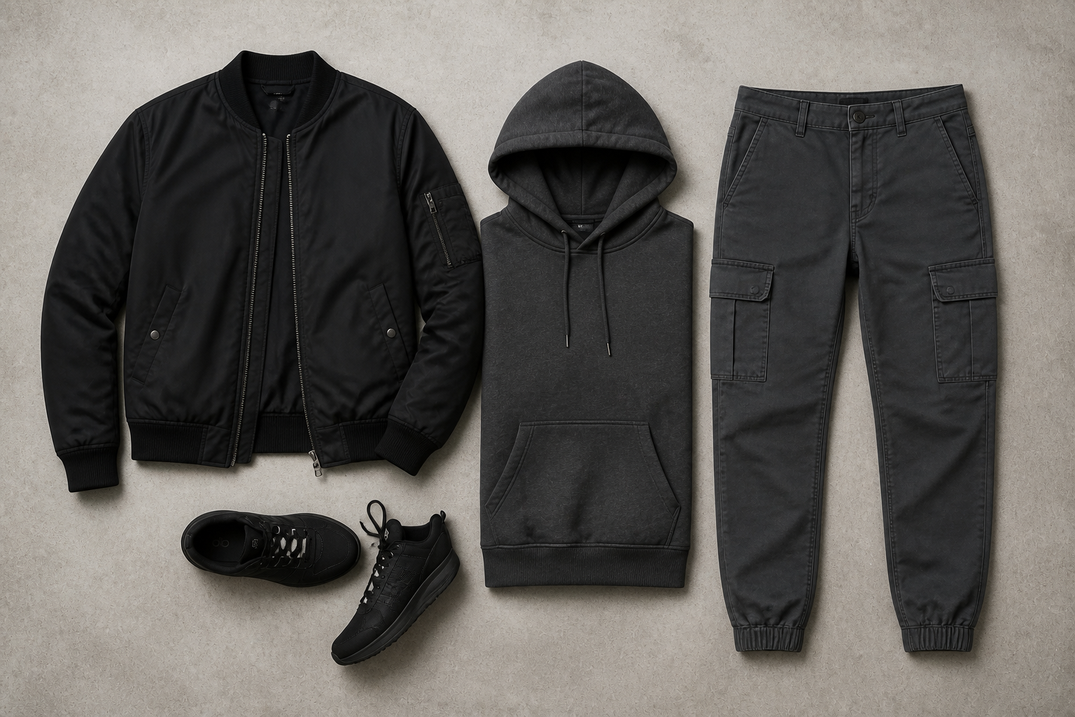 Streetwear outfit flatlay (after)