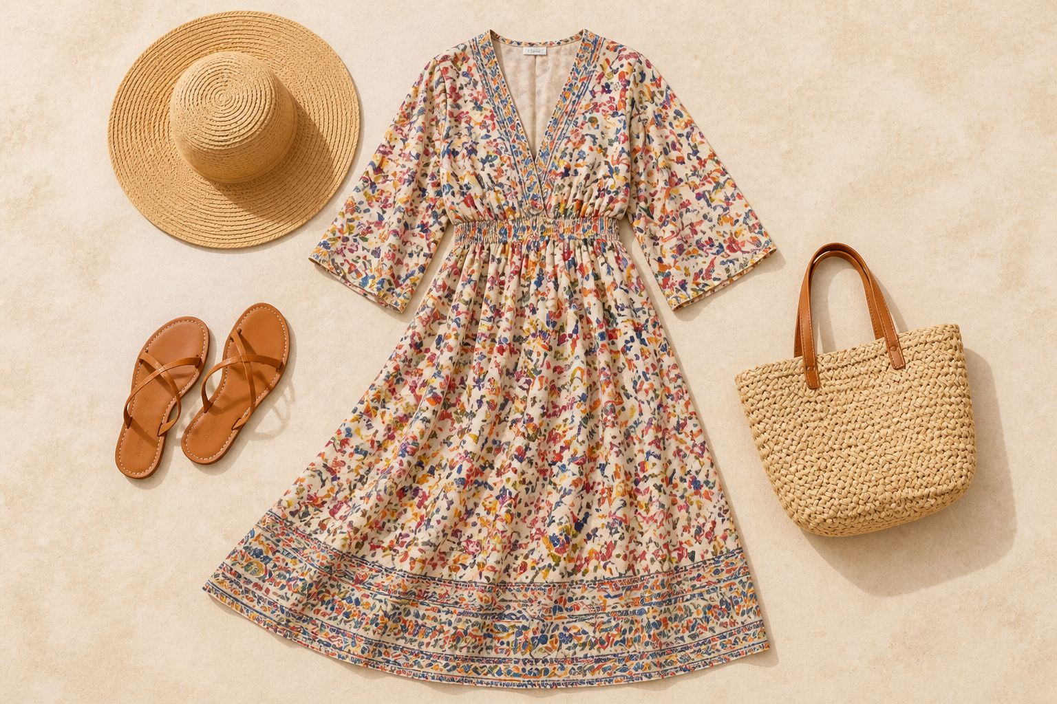 Resort outfit flatlay (after)