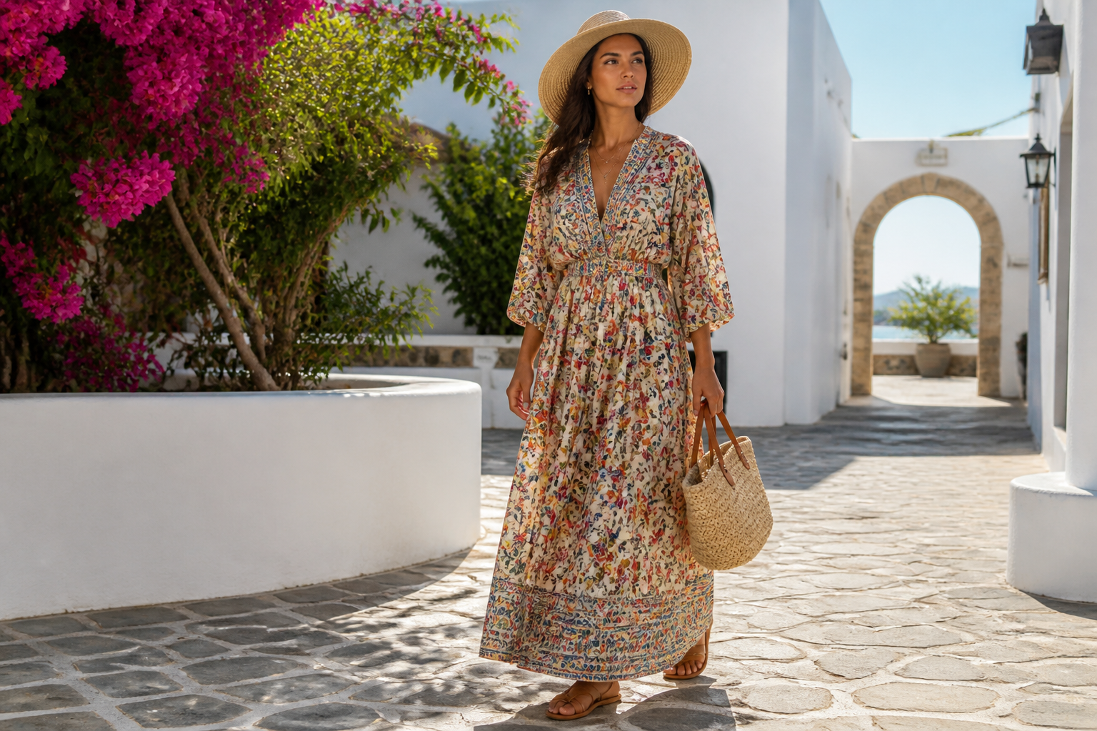 Resort outfit flatlay (before)