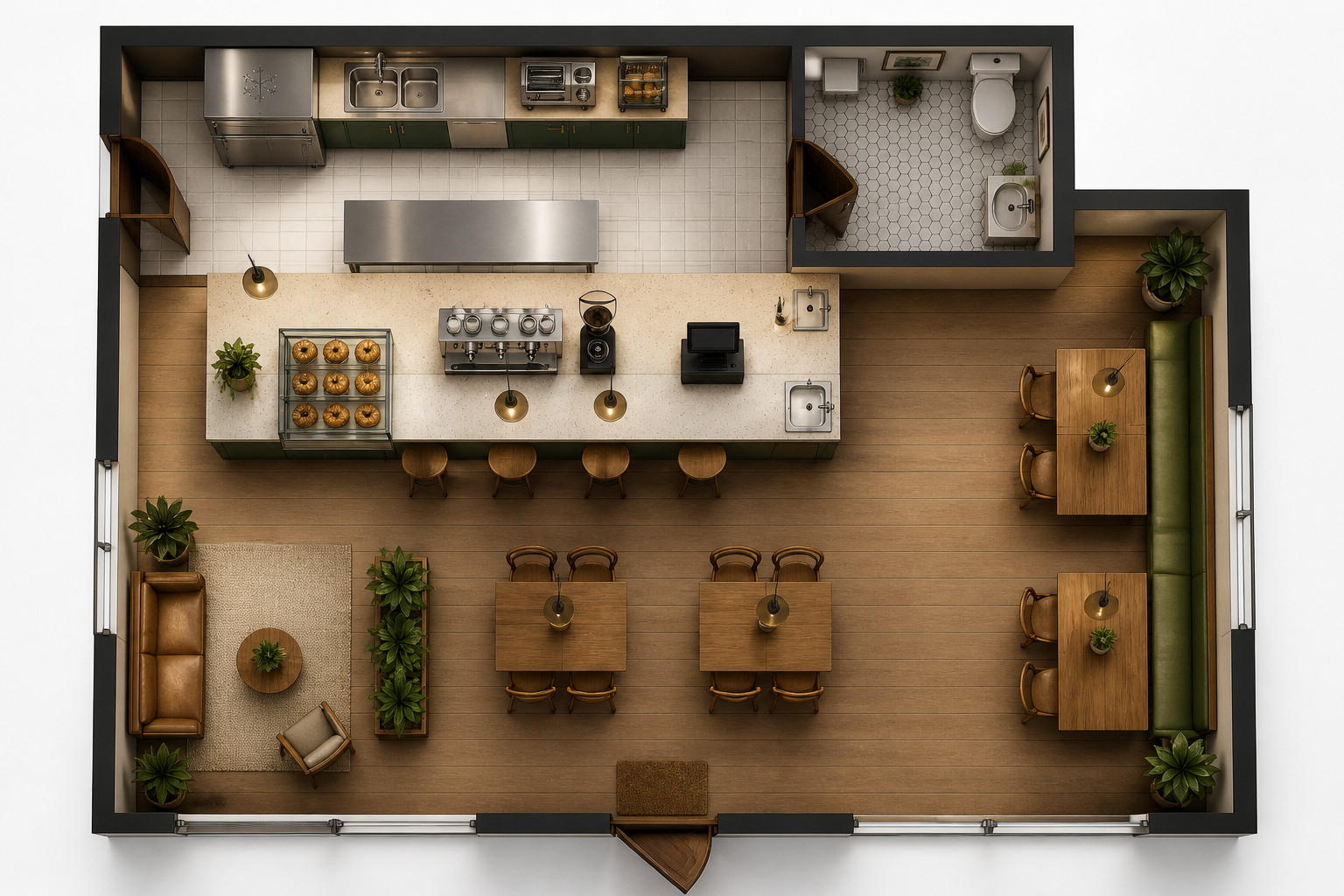 Cafe floor plan to real view (after)