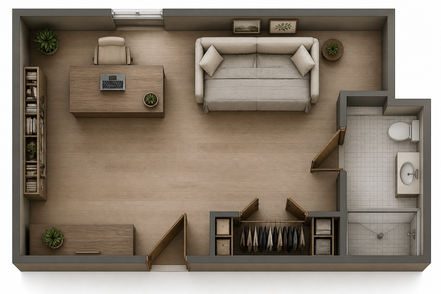 Office and guest room layout (after)