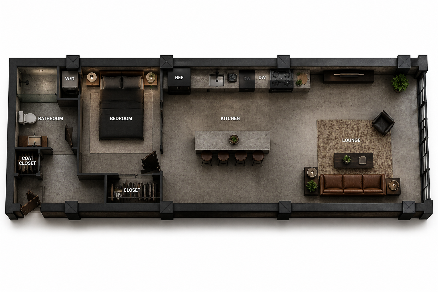 Industrial loft layout (after)