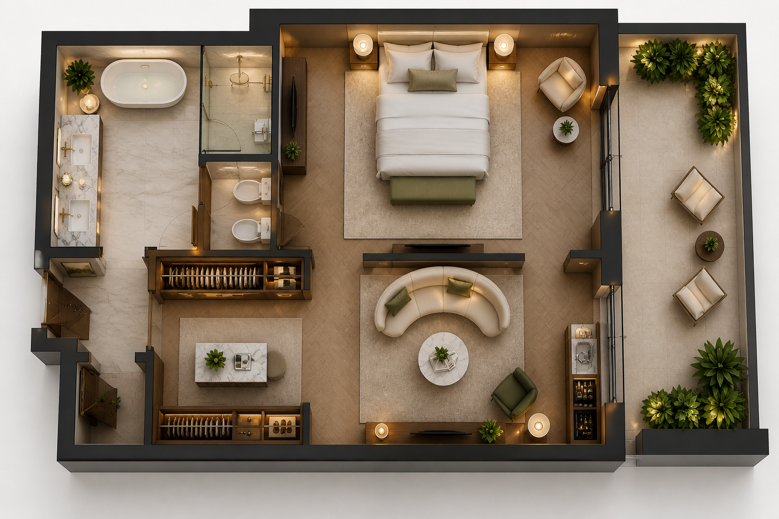 Hotel suite realistic plan (after)