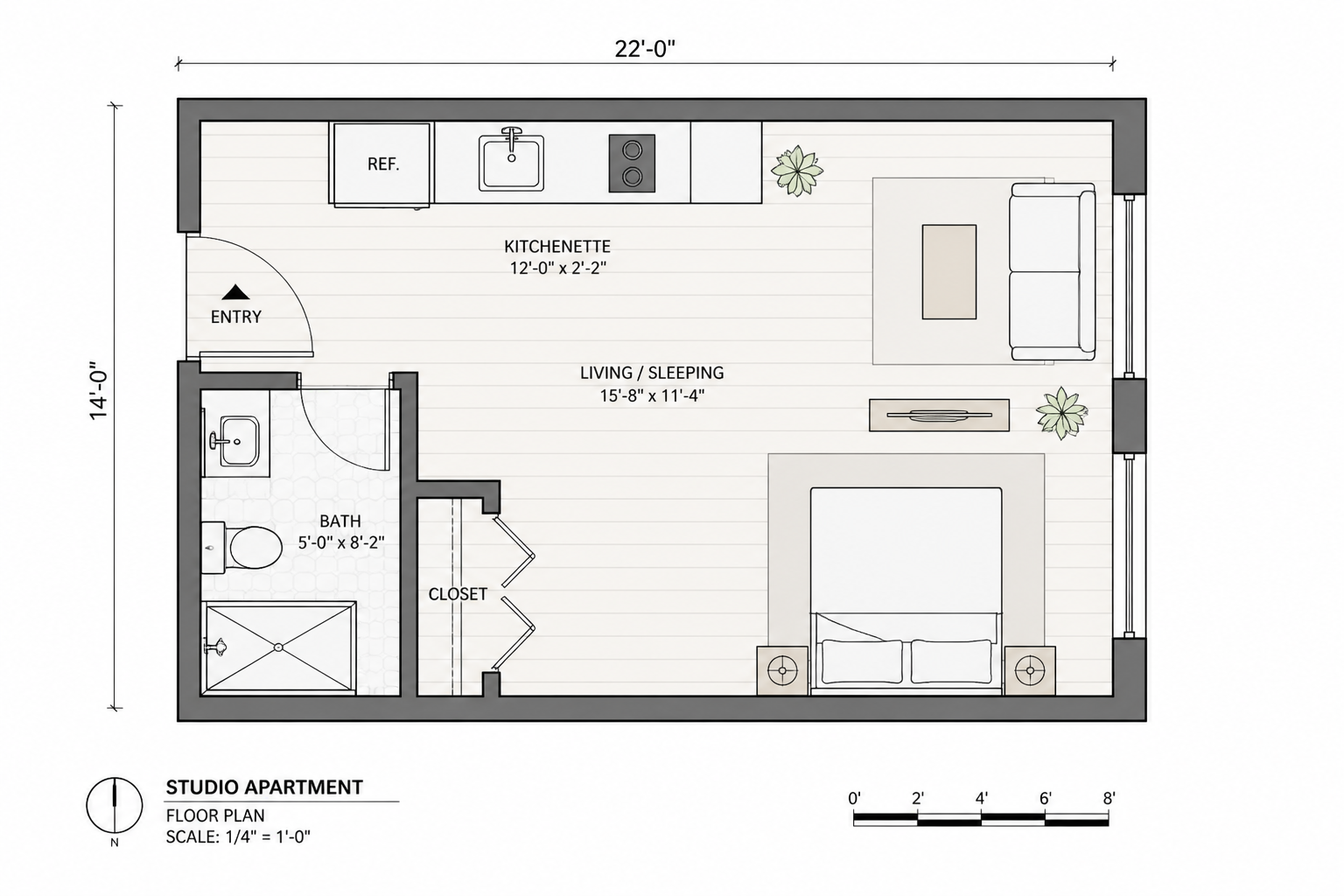 Realistic studio layout (before)