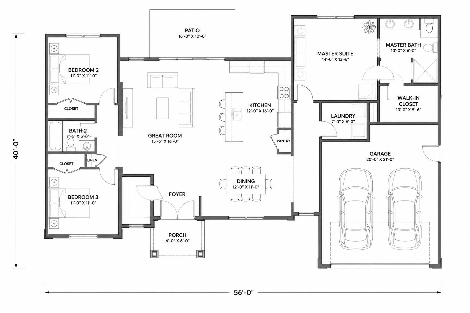 Family home plan render (before)