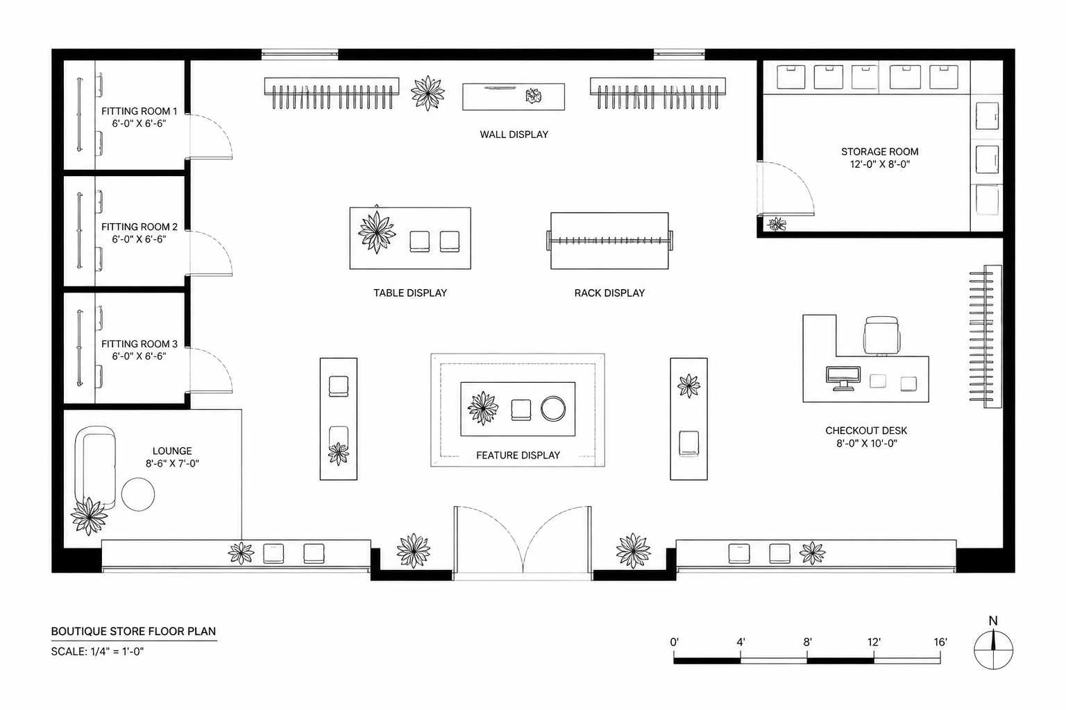 Retail store plan render (before)