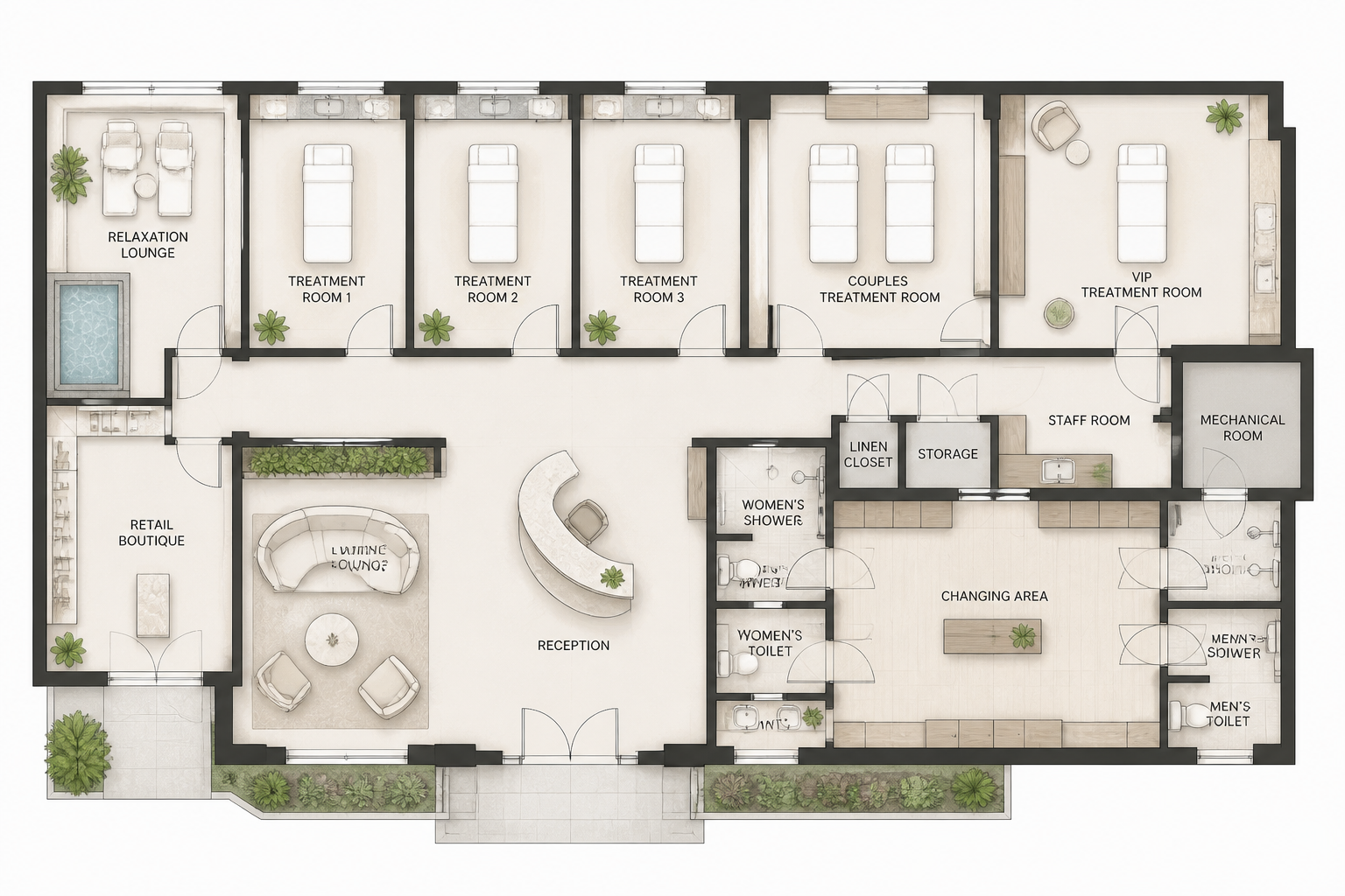 Spa suite plan visualization (before)