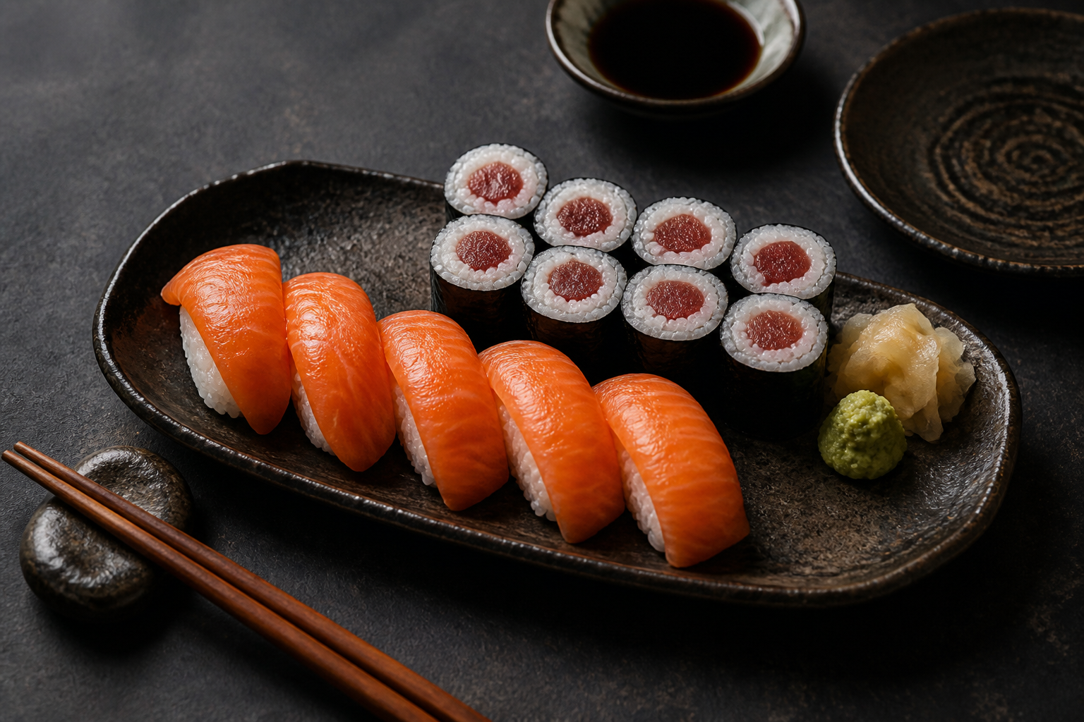 Moody artisan sushi platter