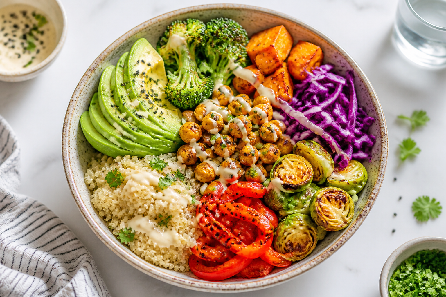 Bright vegan buddha bowl