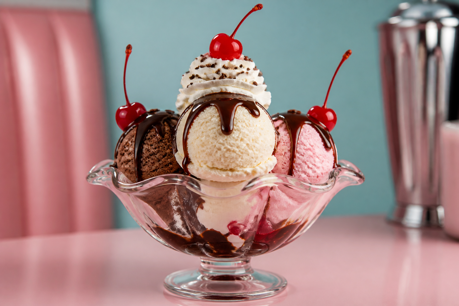 Retro ice cream sundae