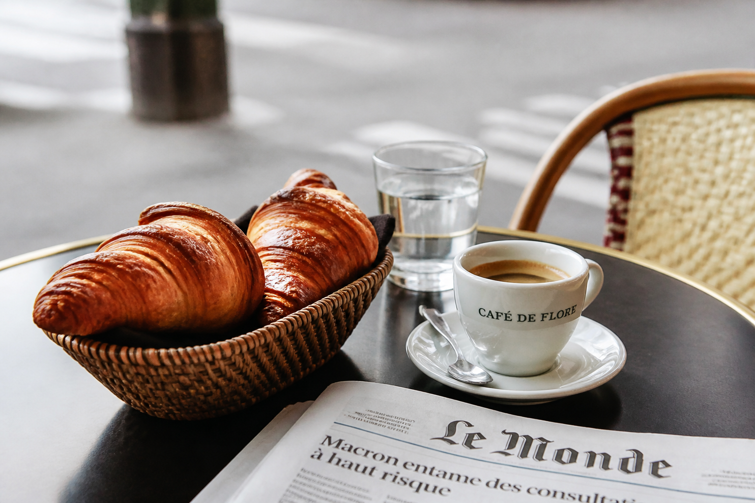 Croissants and espresso scene