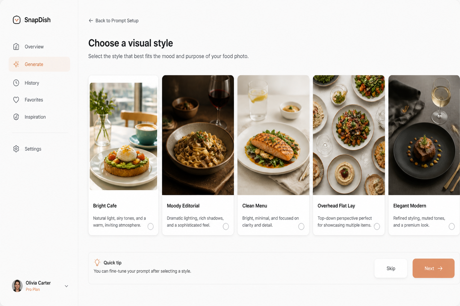 Start with a dish style