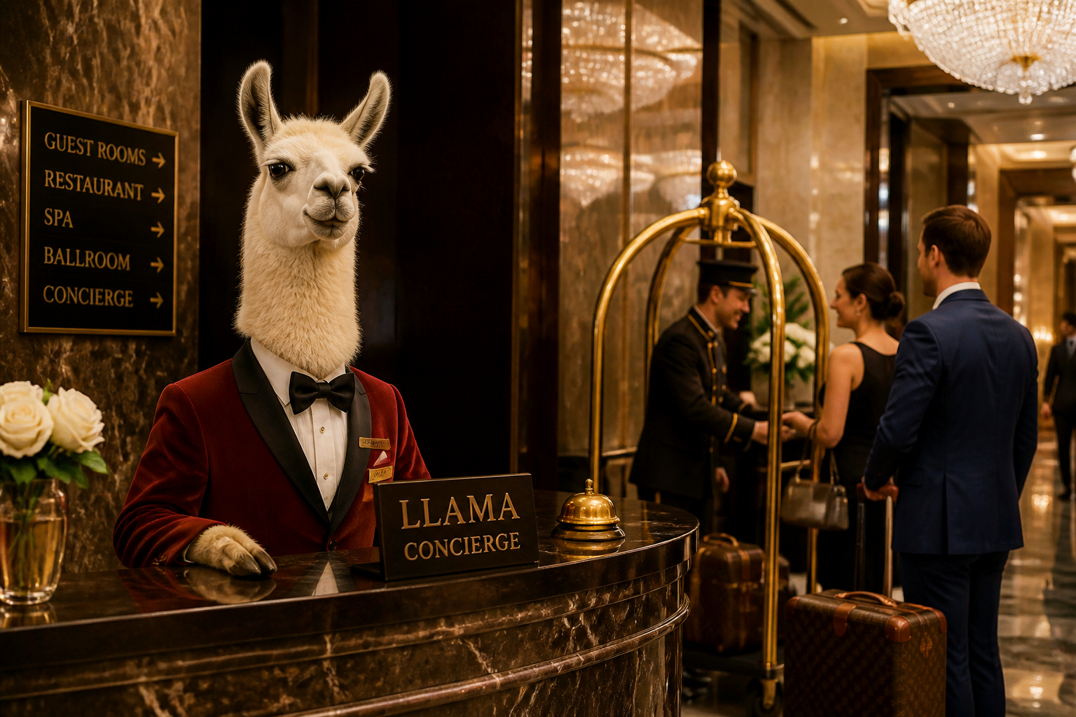 Llama concierge on duty