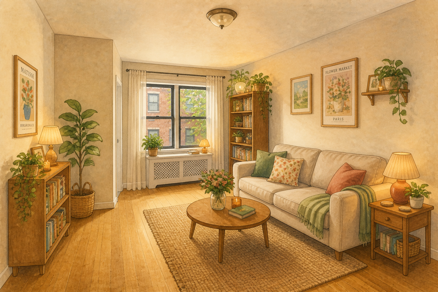 Ghibli watercolor room (after)