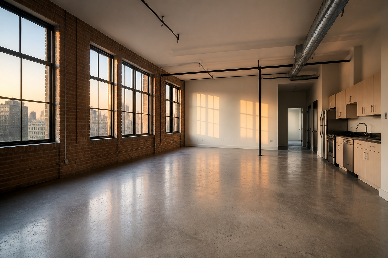 Cozy industrial loft setup (before)