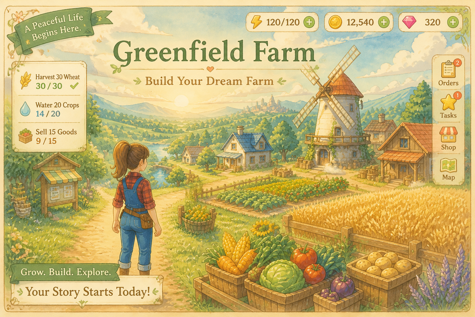 Ghibli watercolor farm ad (after)