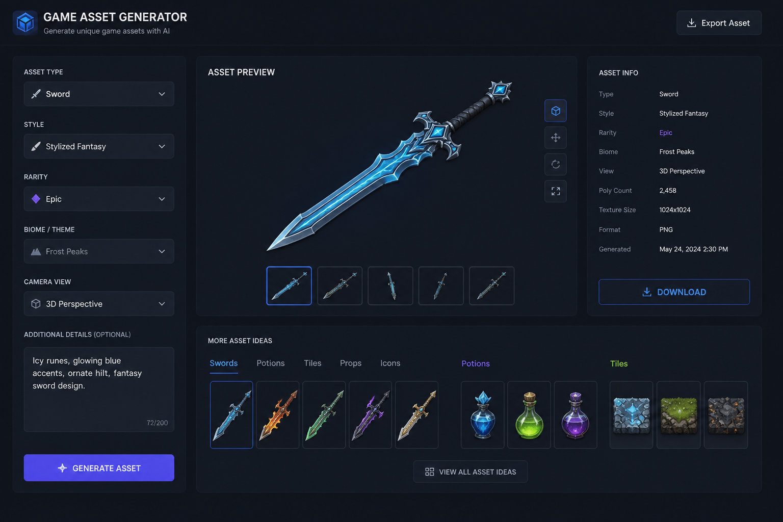 Describe the asset details