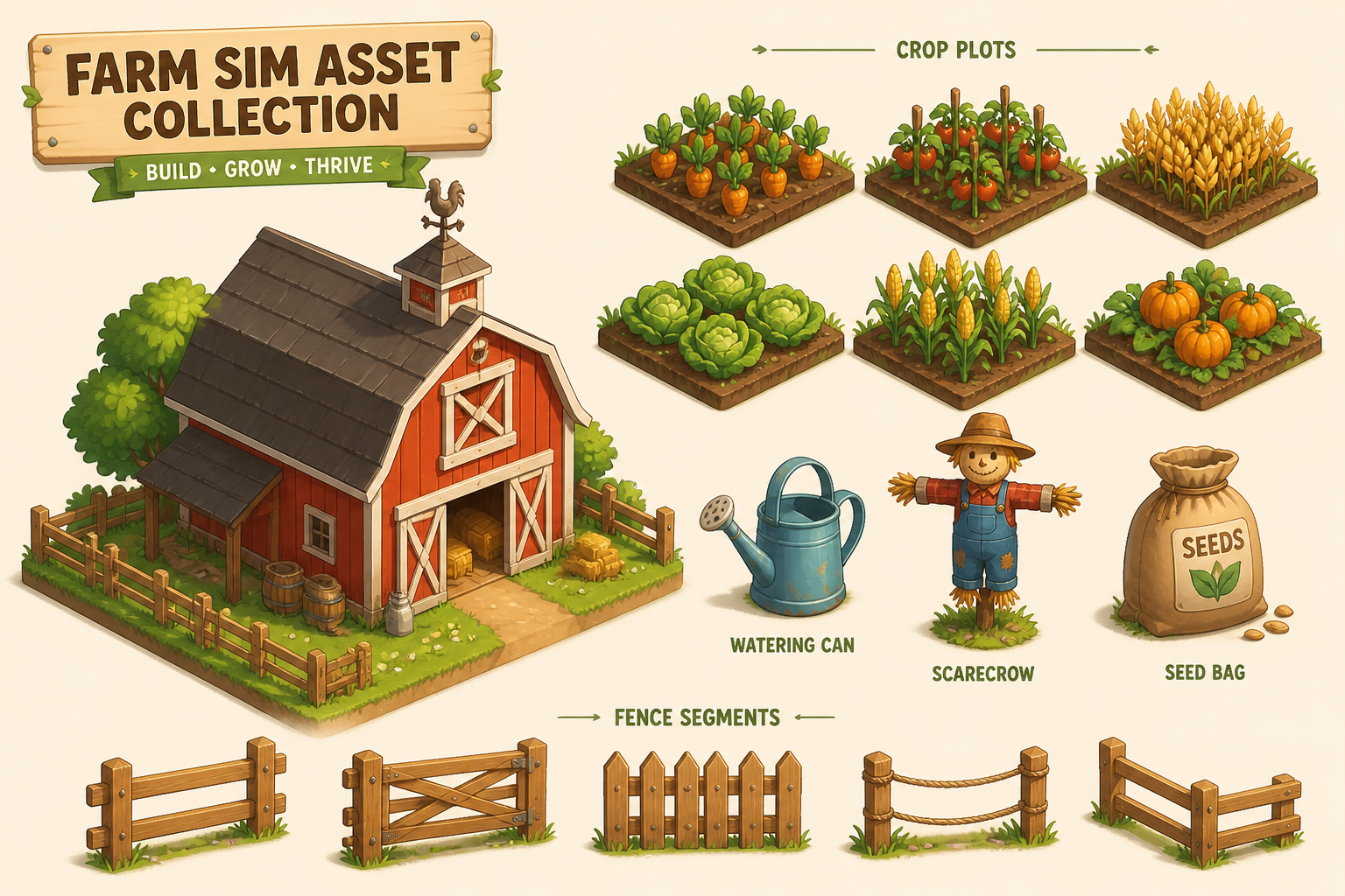 Isometric farm sim assets
