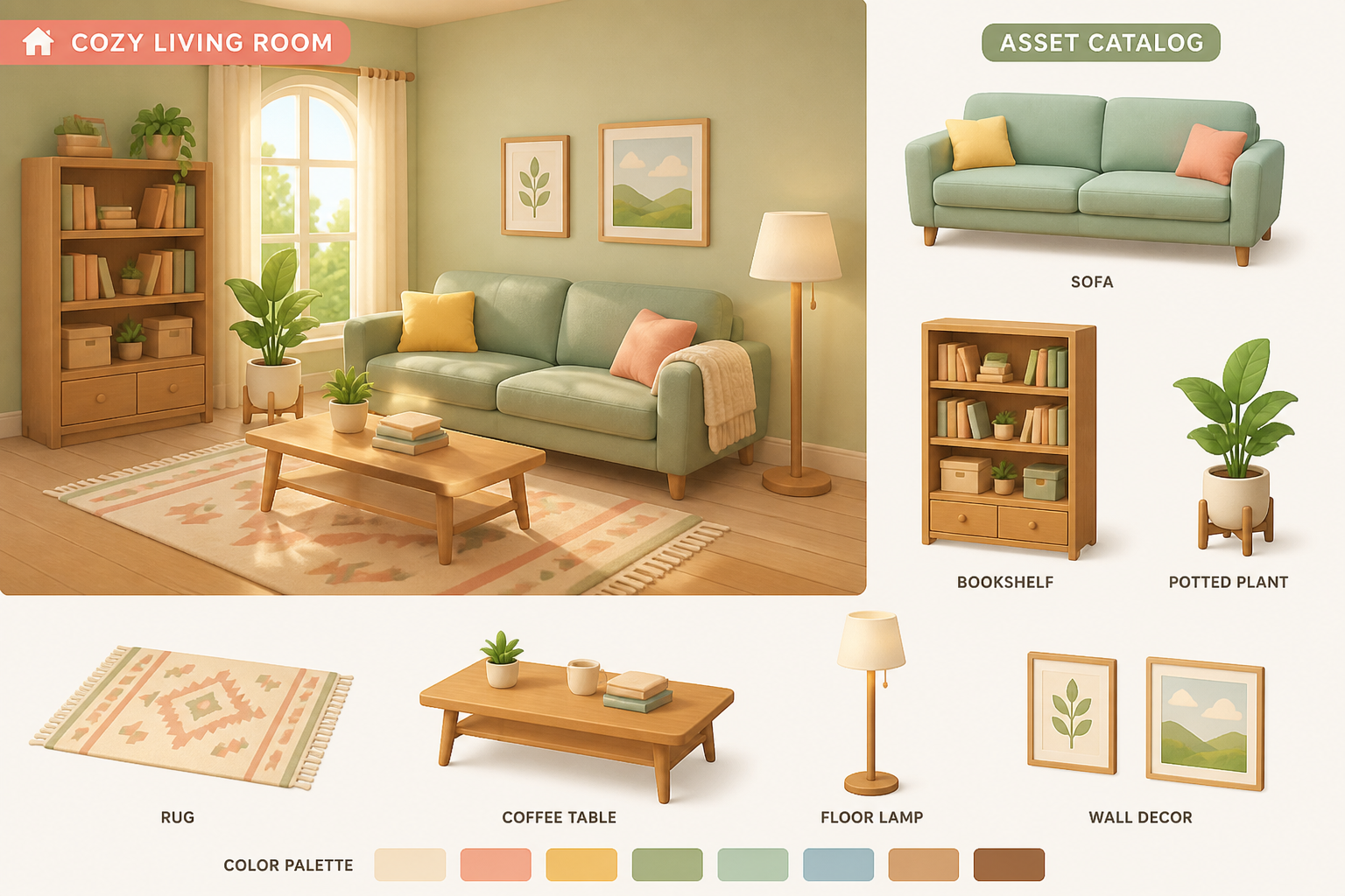 Cozy interior asset set