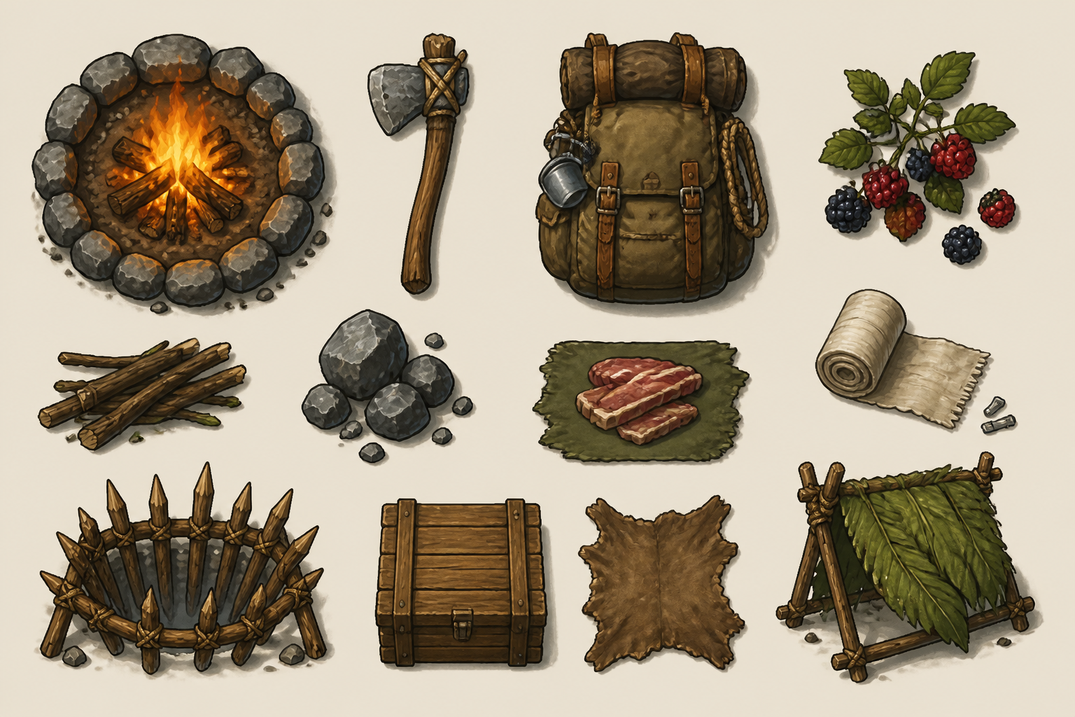 Top-down survival items