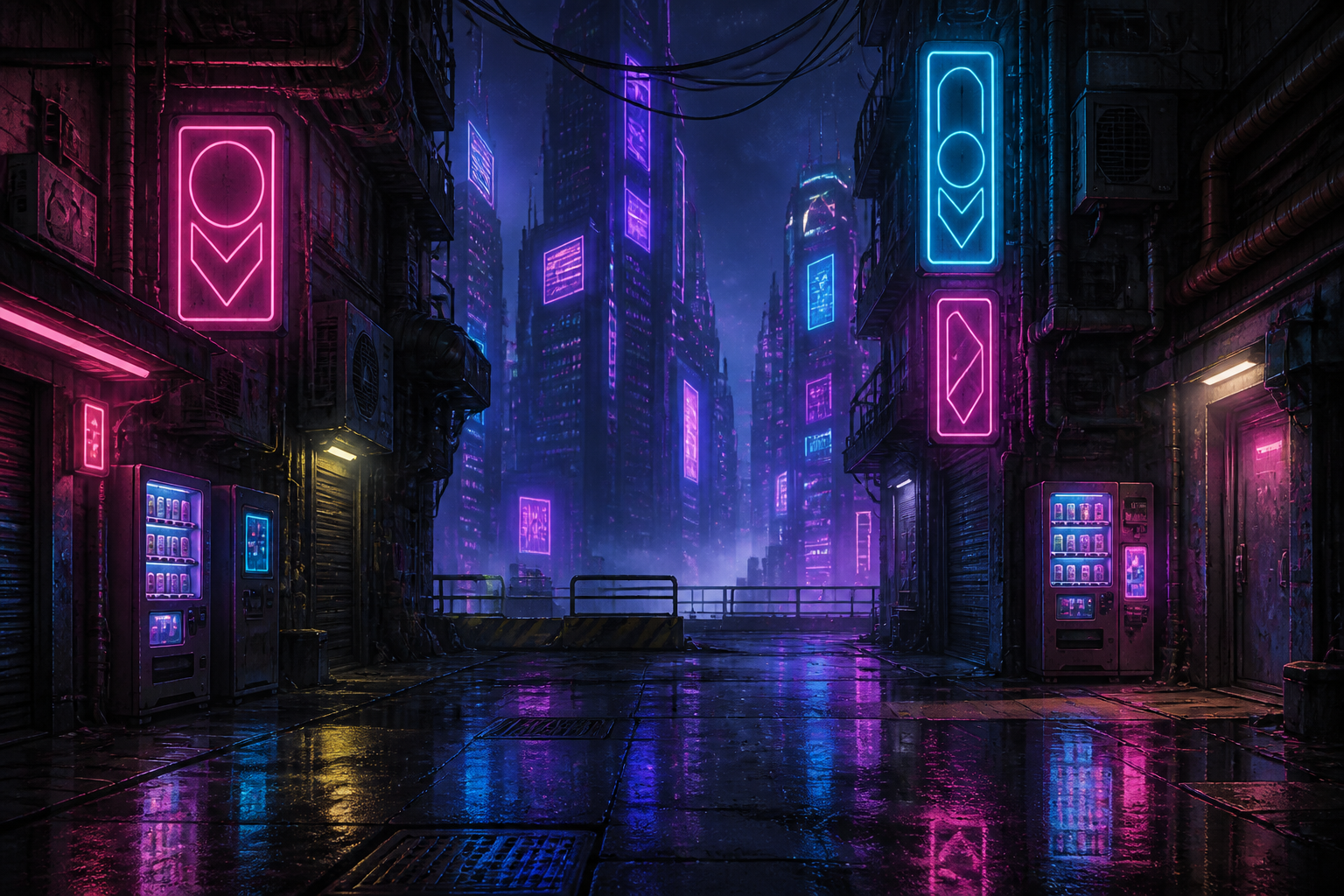 Cyberpunk alley backdrop