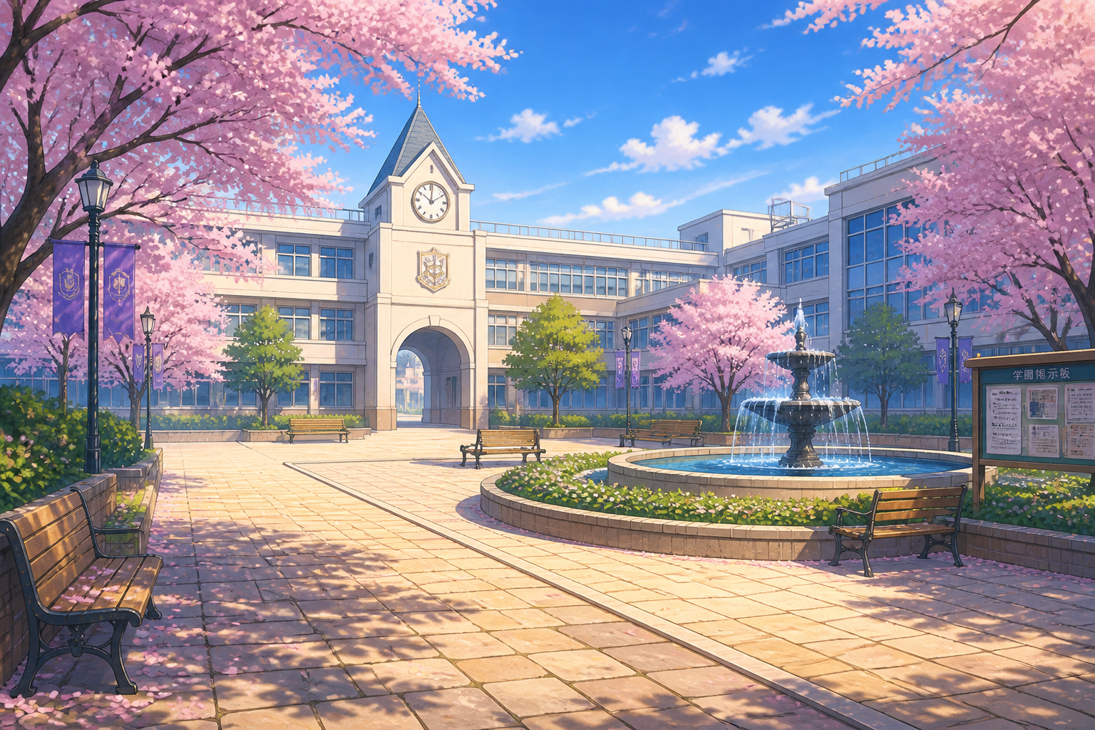 Visual novel school courtyard