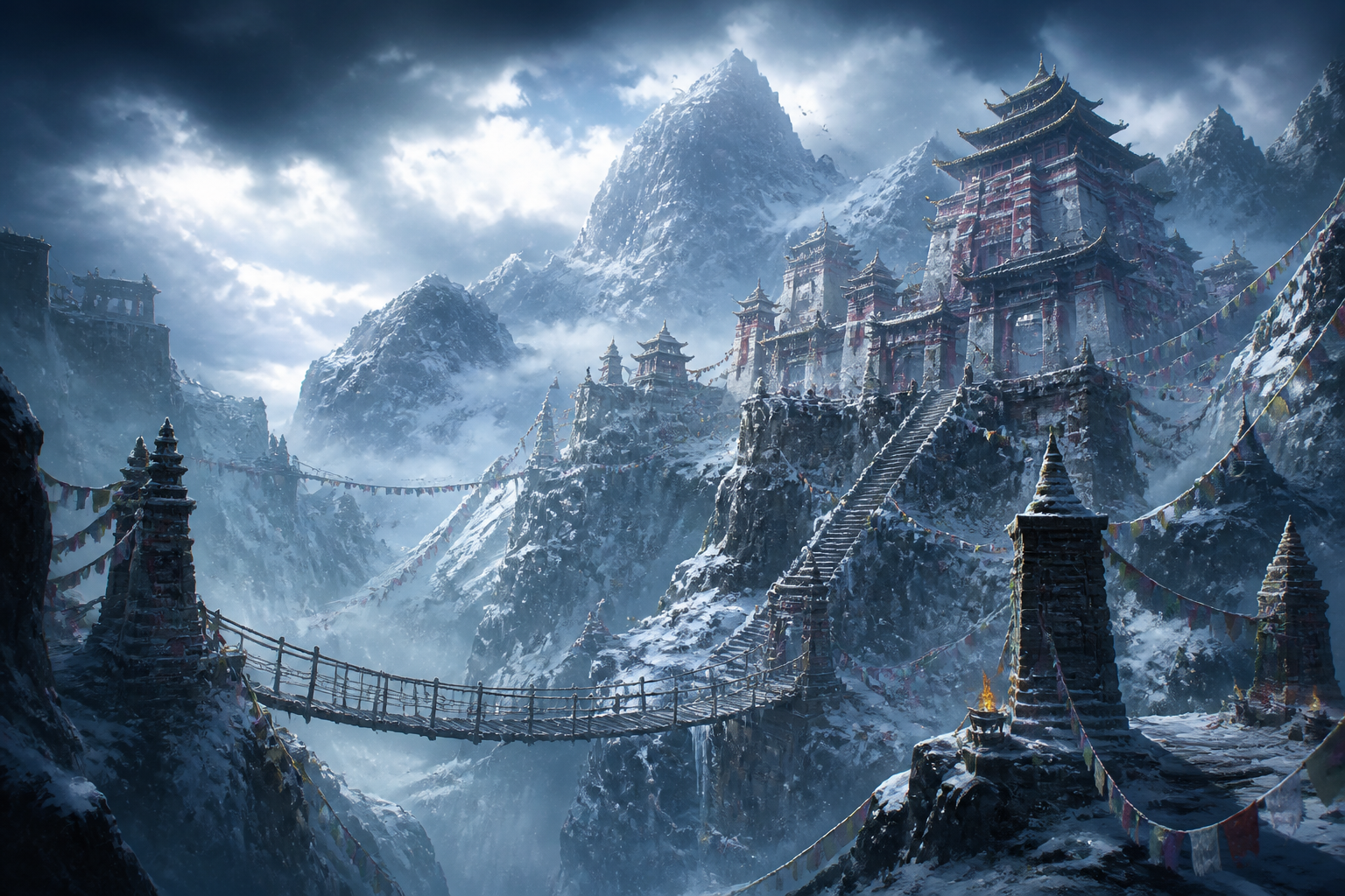 Frozen temple action backdrop