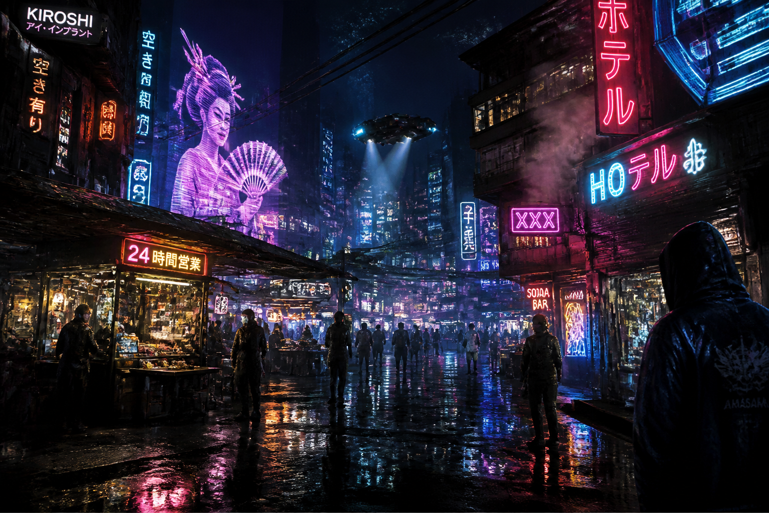 Neon market alley
