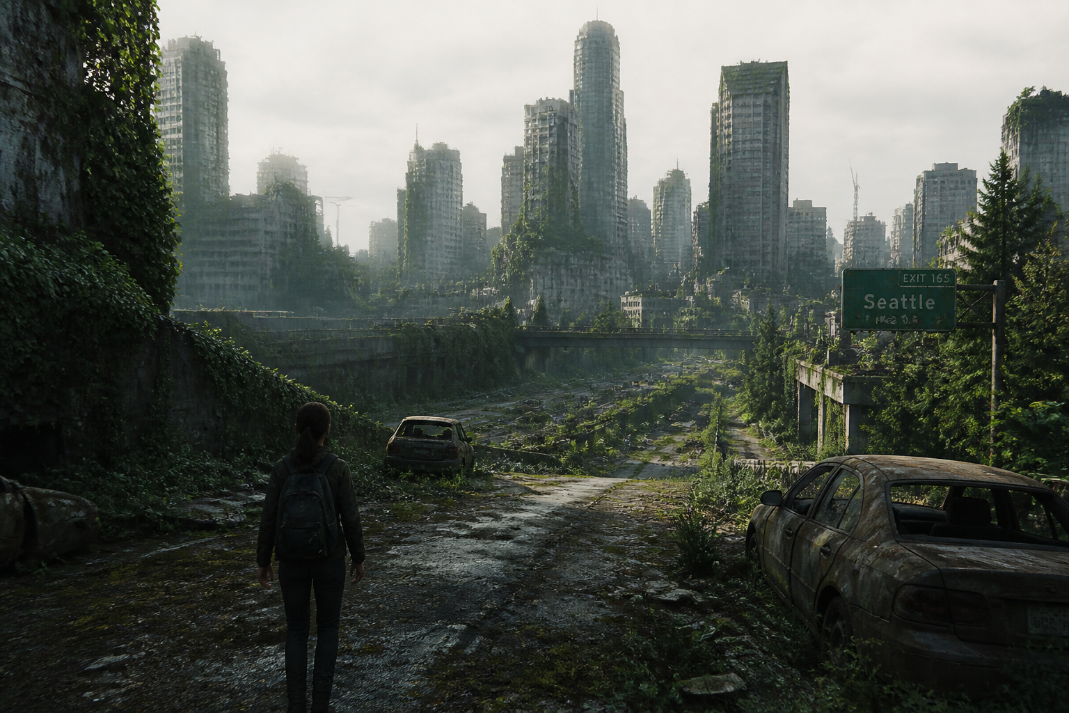 Overgrown ruined city