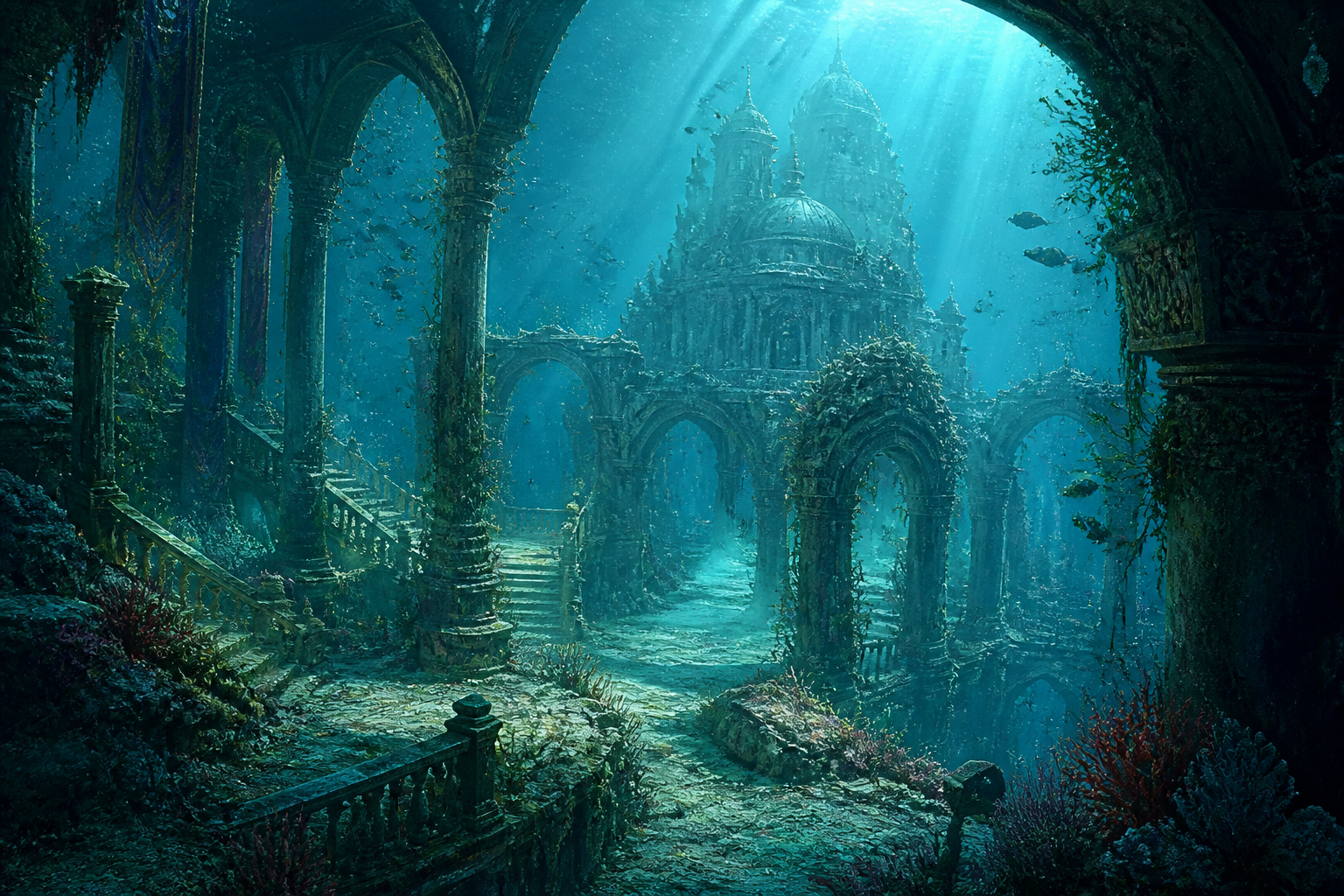 Underwater palace ruins