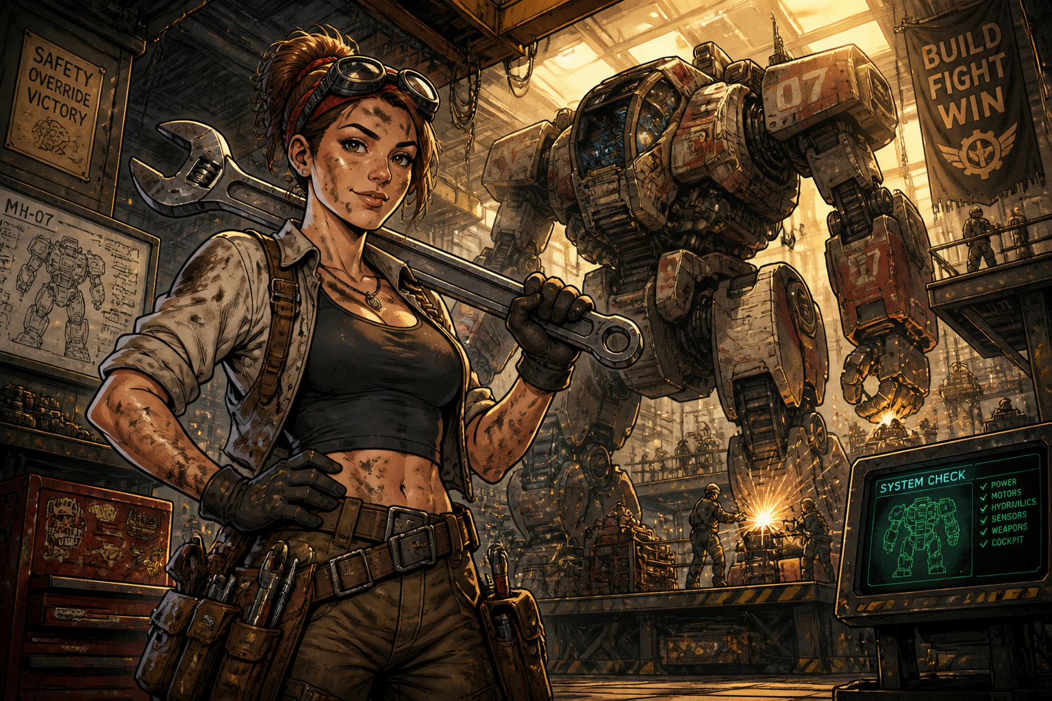 Mech engineer in hangar