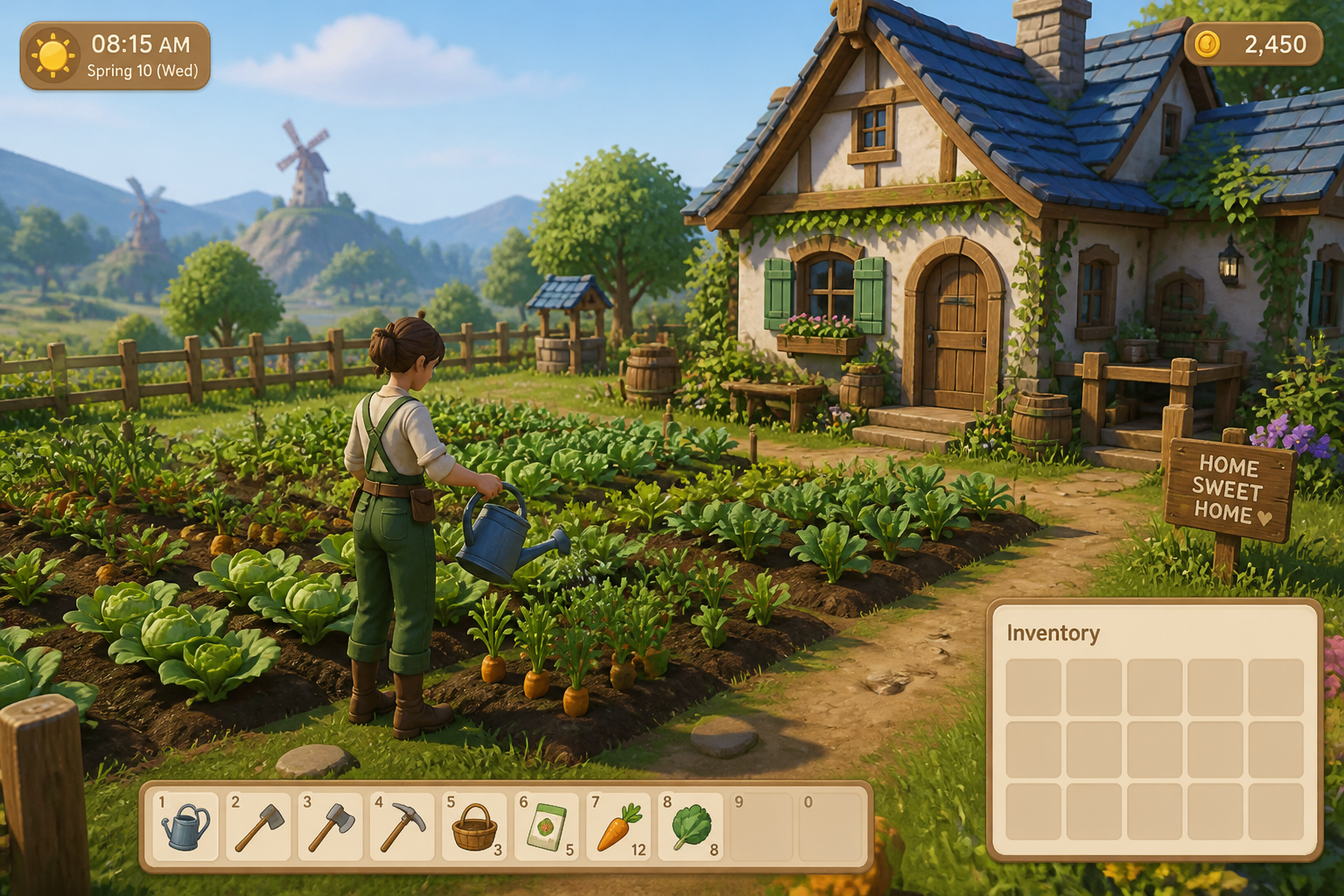 Cozy farming UI (before)