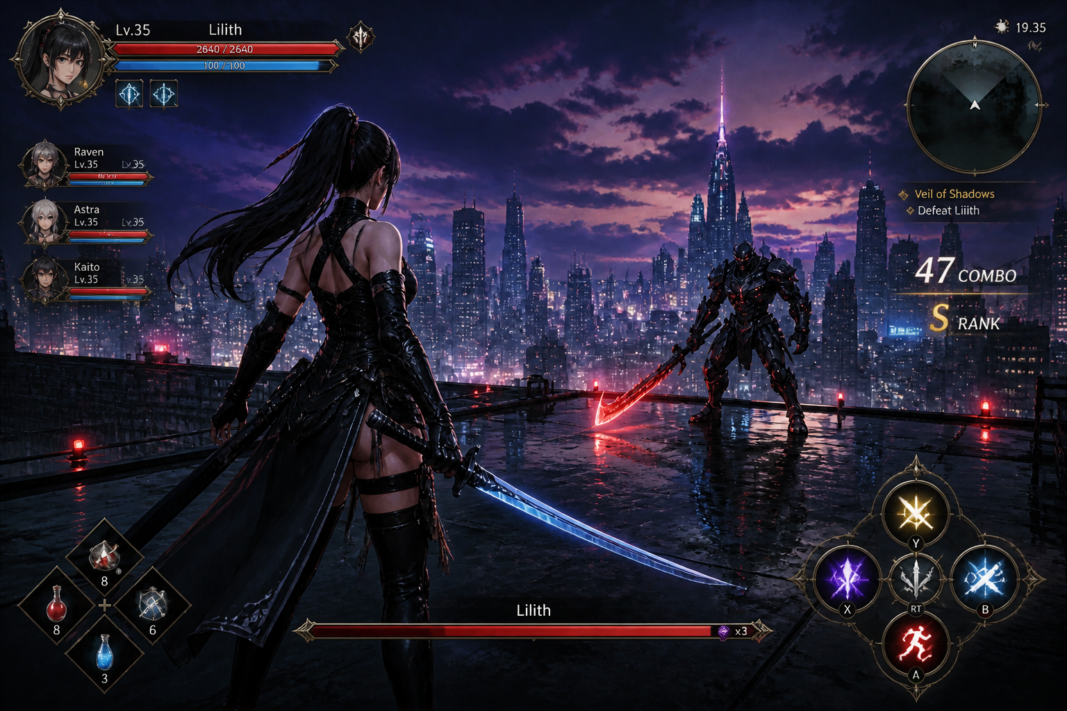 Anime action RPG UI (after)