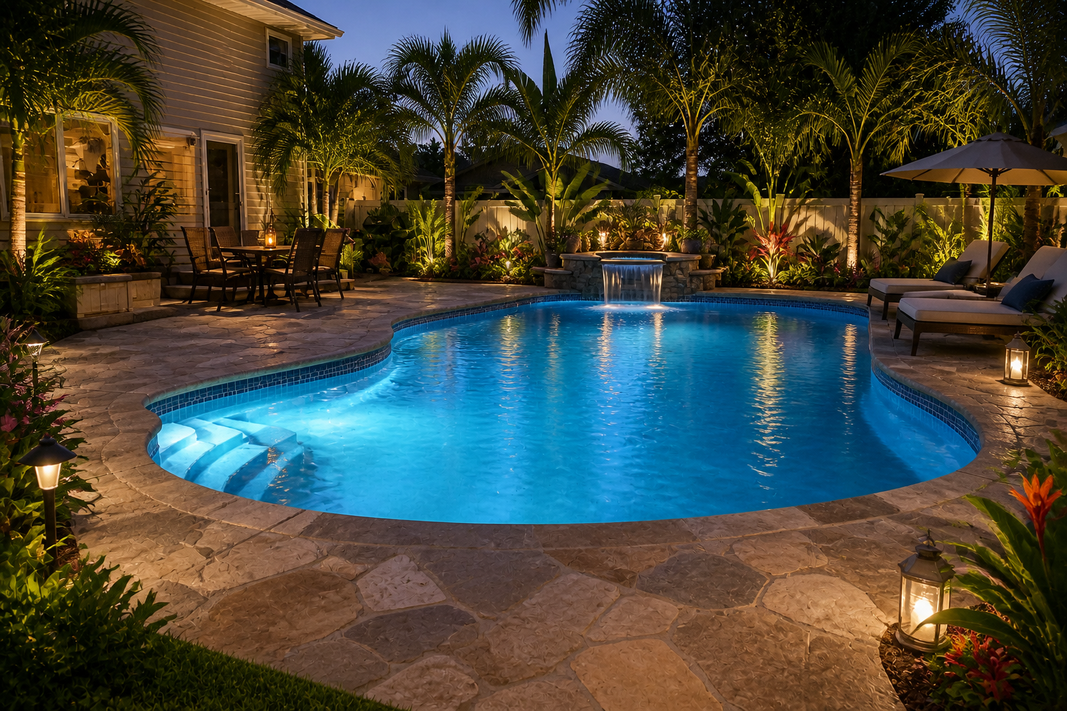 Tropical pool garden (after)