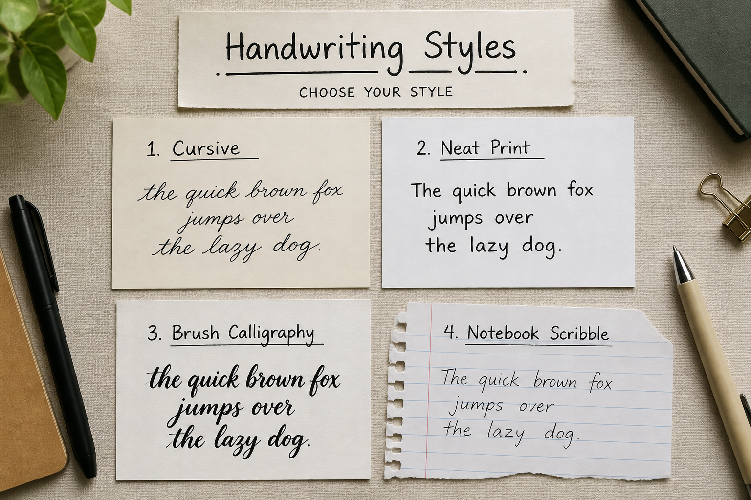 Pick a handwriting style