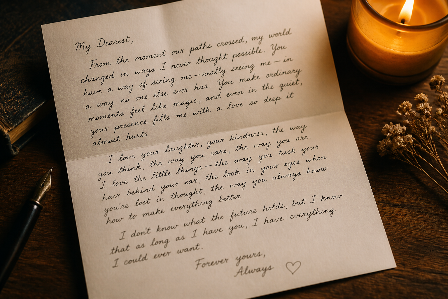 Romantic handwritten letter