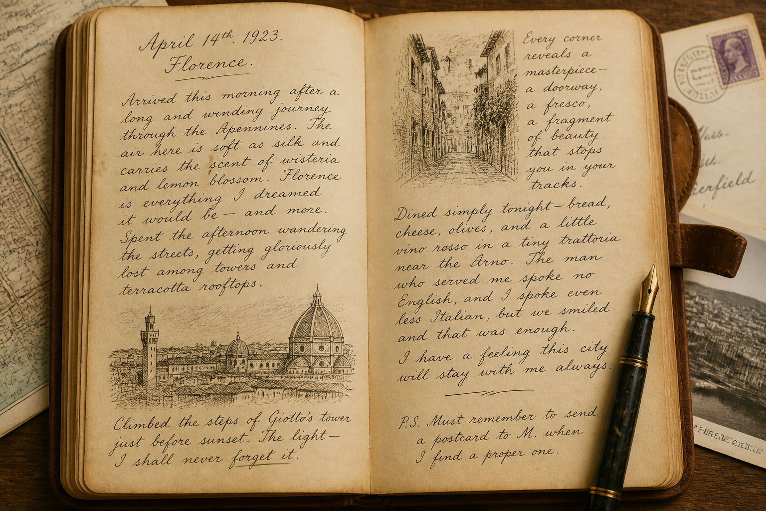Vintage travel journal page