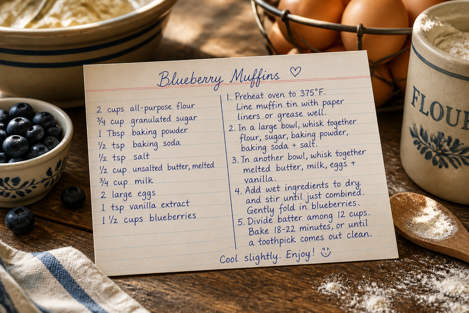 Handwritten recipe card