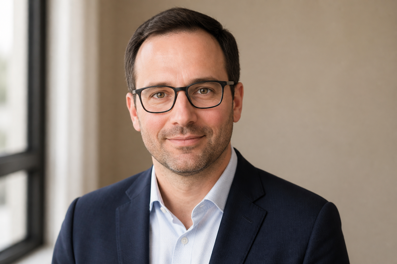 Consultant headshot with glasses