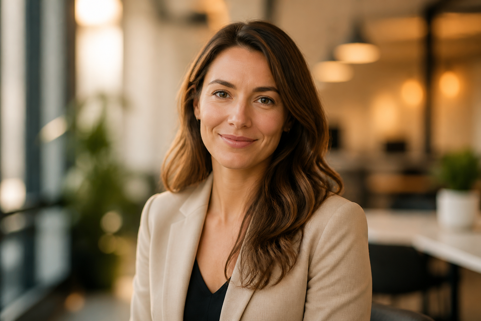 Warm coworking headshot