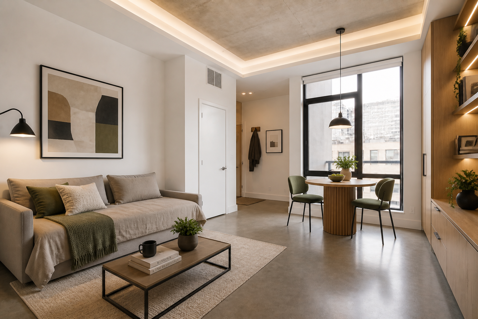 3D studio apartment plan (after)