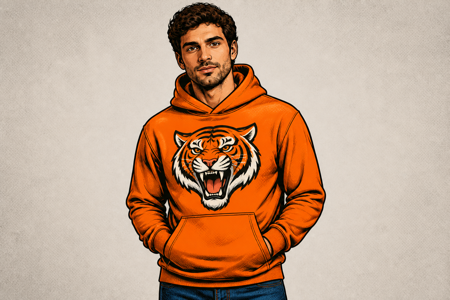 Comic-style hoodie mockup (after)